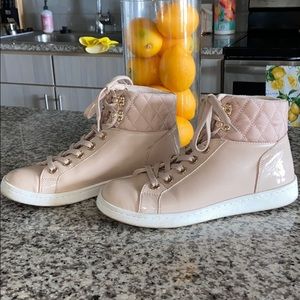 Blush Leather Hightop Sneakers